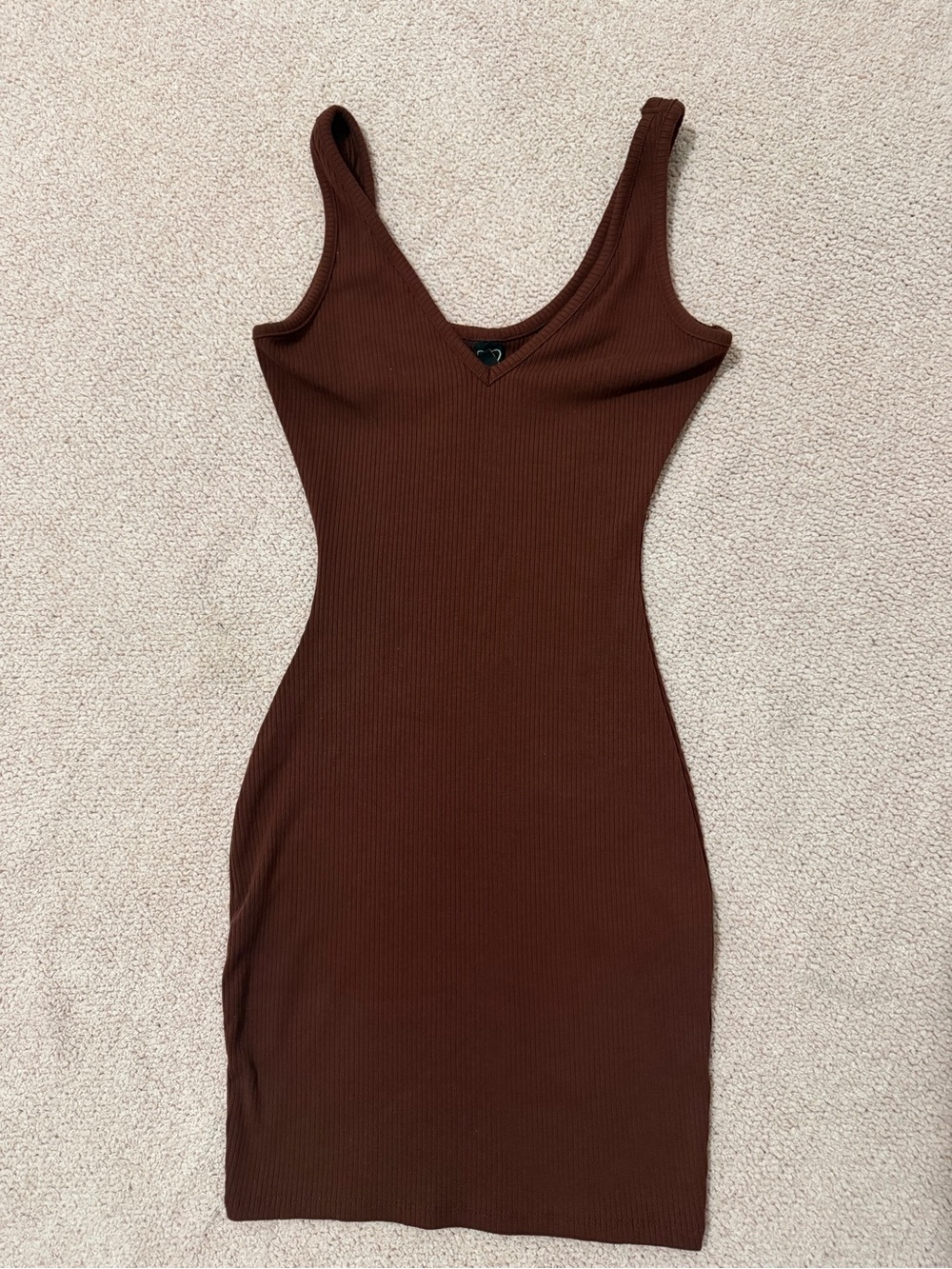 Windsor Chocolate Brown Ribbed Sleeveless Mini Dress